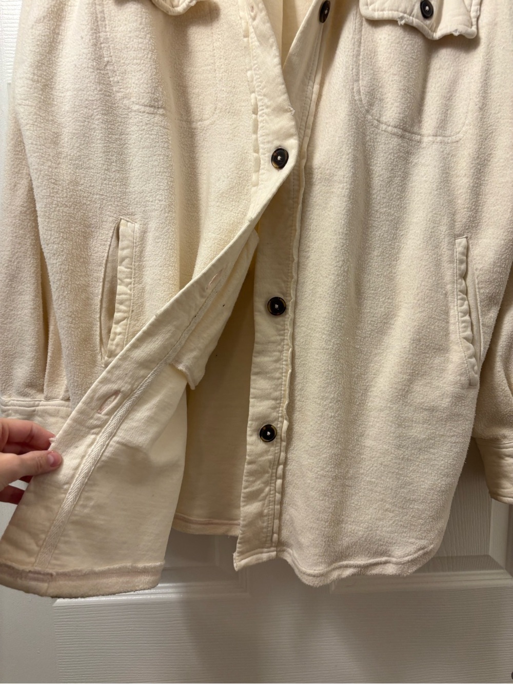 Free People Cream Button-Front Utility Shacket - Picture 2 of 6